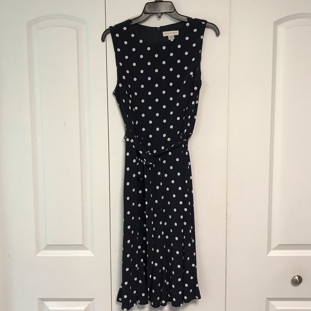 Christopher and Banks Navy Polka Dot Dress